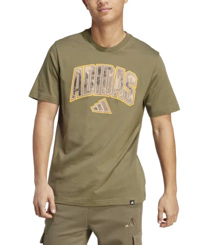 Adidas Originals Men's Regular-fit Camo Logo Graphic T-shirt In Green