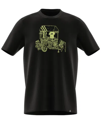 Adidas Originals Men's Regular-fit Merch Cart Graphic T-shirt In Black,spark Green