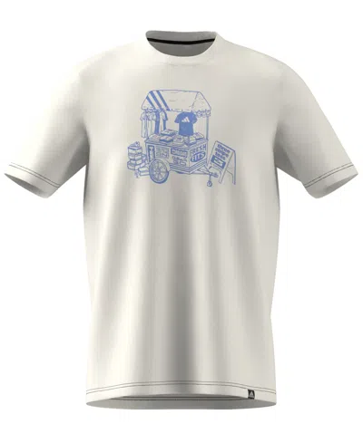Adidas Originals Men's Regular-fit Merch Cart Graphic T-shirt In White,burst Blue