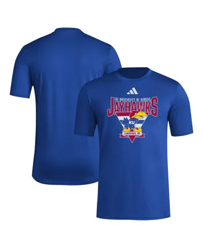 Adidas Originals Men's Royal Kansas Jayhawks 2024 Locker Trilateral Pre-game T-shirt In Blue