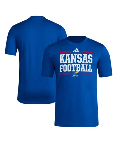 Adidas Originals Men's Royal Kansas Jayhawks Locker Football Pre-game Aeroready T-shirt