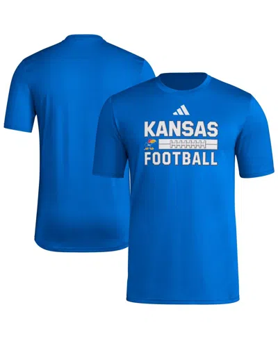 Adidas Originals Men's Royal Kansas Jayhawks Locker Laces Out Pre-game T-shirt In Blue