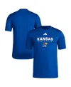 Adidas Originals Men's Royal Kansas Jayhawks Locker On-court In The Fade Pregame Aeroready T-shirt In Royal