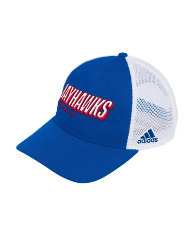 Adidas Originals Men's Royal Kansas Jayhawks Mascot Block Letter Slouch Trucker Adjustable Hat