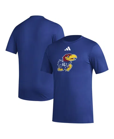 Adidas Originals Adidas Royal Kansas Jayhawks Primary Locker Logo Pre-game Aeroready T-shirt