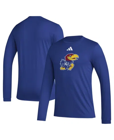Adidas Originals Men's Royal Kansas Jayhawks Primary Locker Logo Pre-game Long Sleeve T-shirt