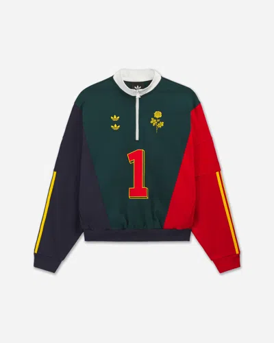 Adidas Originals Men S Willy Chavarria Watsonville Quarter Zip Sweatshirt Aurora Ivy In Green