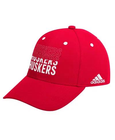 Adidas Originals Men's Scarlet Nebraska Huskers Seasonal Half Font Adjustable Hat In Red