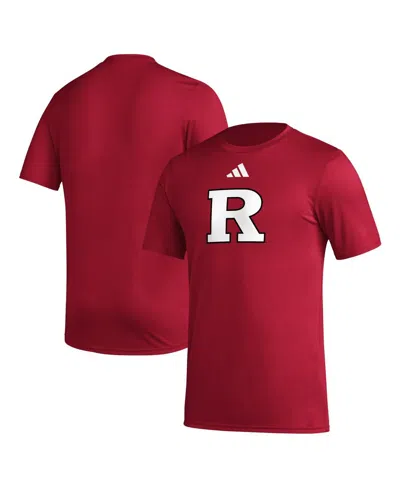 Adidas Originals Adidas Scarlet Rutgers Scarlet Knights Primary Locker Logo Pre-game Aeroready T-shirt