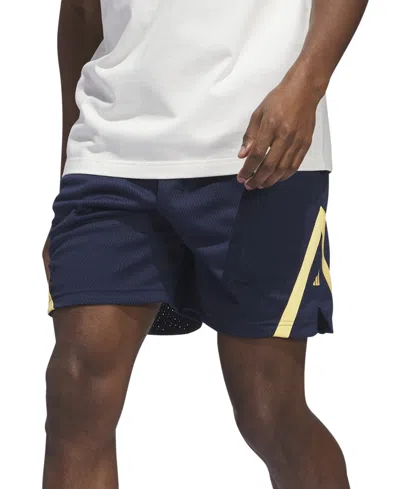 Adidas Originals Men's Select Baller Stripe Shorts In Indigo,orange Spark