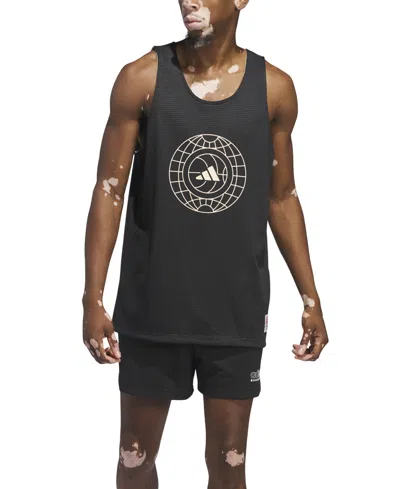 Adidas Originals Men's Select World Wide Hoops Reversible Jersey In Black,sand