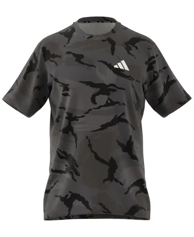 Adidas Originals Adidas Train Essential Aeroready Seasonal Camo T-shirt In Black,grey Combo