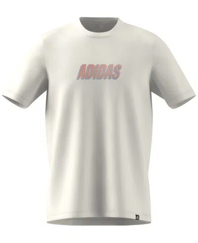 Adidas Originals Men's Short Sleeve Crewneck Logo Graphic T-shirt In White,red,blue
