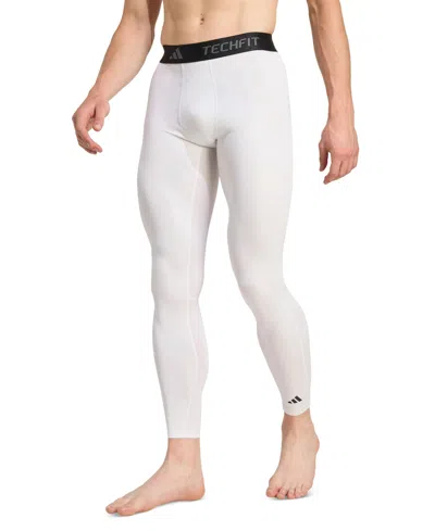 Adidas Originals Men's Tech-fit Tf Long Compression Tights In White