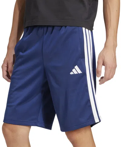 Adidas Originals Men's Three-stripes 10" Tricot Shorts In Dark Blue,wht