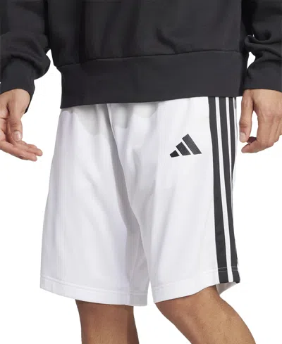 Adidas Originals Men's Three-stripes 10" Tricot Shorts In White,blk