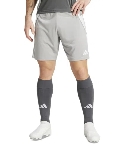 Adidas Originals Men's Tiro 24 Moisture-wicking Drawstring 8" Shorts In Mid Grey,white
