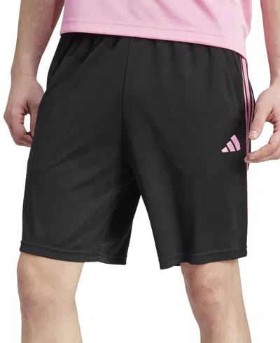 Adidas Originals Men's Train Essentials Classic-fit Aeroready 3-stripes 10" Training Shorts In Black,white,bliss Pink