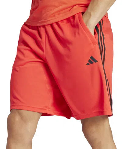 Adidas Originals Men's Train Essentials Classic-fit Aeroready 3-stripes 10" Training Shorts In Brite Orange Red,blk