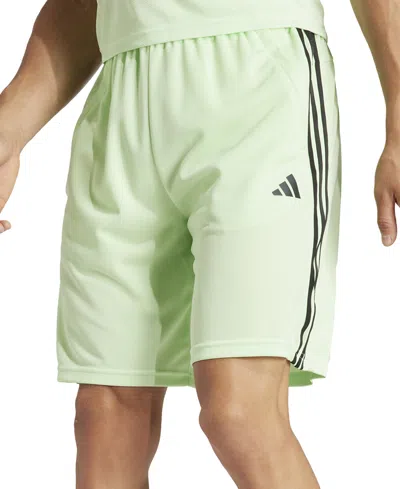 Adidas Originals Men's Train Essentials Classic-fit Aeroready 3-stripes 10" Training Shorts In Semi Green Spark,blk