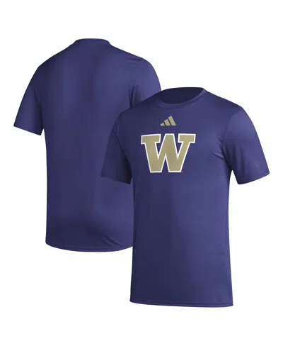 Adidas Originals Men's Washington Huskies Primary Locker Logo Pre-game Aeroready T-shirt In Purple
