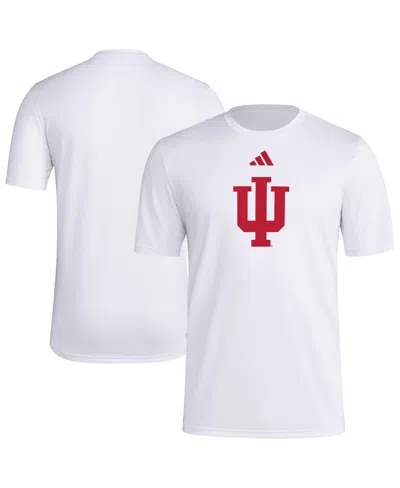 Adidas Originals Men's White Indiana Hoosiers Primary Locker Logo Pre-game Aeroready T-shirt