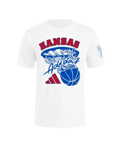 Adidas Originals Men's White Kansas Jayhawks 70th Anniversary Basketball T-shirt
