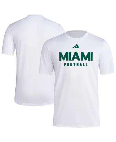 Adidas Originals Men's White Miami Hurricanes Locker Practice Football Pre-game T-shirt