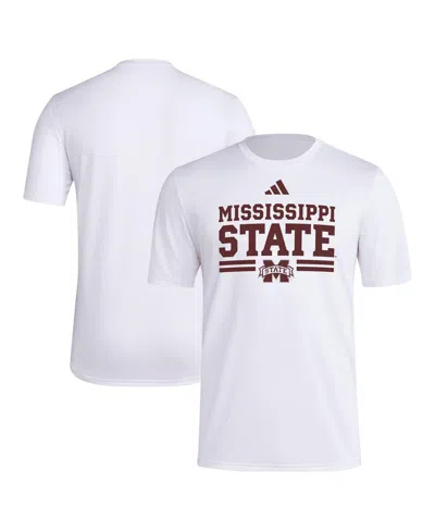 Adidas Originals Men's White Mississippi State Bulldogs Strategy Pre-game T-shirt