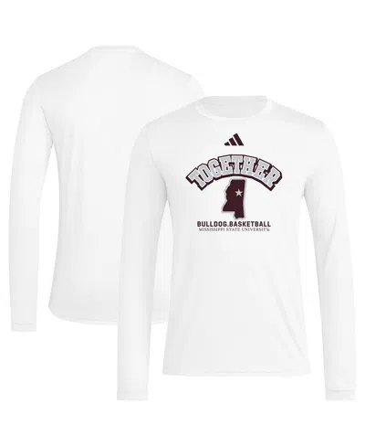 Adidas Originals Men's White Mississippi State Bulldogs Together On-court Pregame Long Sleeve T-shirt