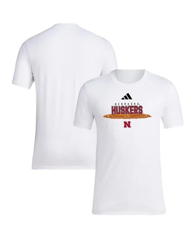 Adidas Originals Kids' Men's White Nebraska Huskers Softball Pitcher's Circle T-shirt