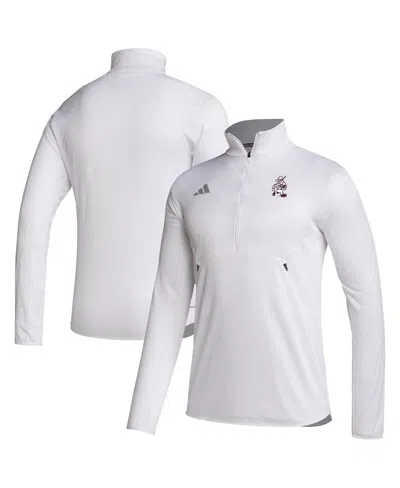 Adidas Originals Men's White Texas A M Aggies Ol' Sarge Sideline Knit Quarter-zip Pullover Top