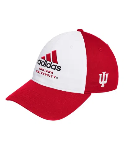 Adidas Originals Men's White/crimson Indiana Hoosiers Slouch Adjustable Hat In White,crimson