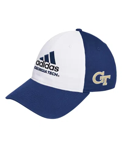 Adidas Originals Men's White/navy Georgia Tech Yellow Jackets Slouch Adjustable Hat In White,navy