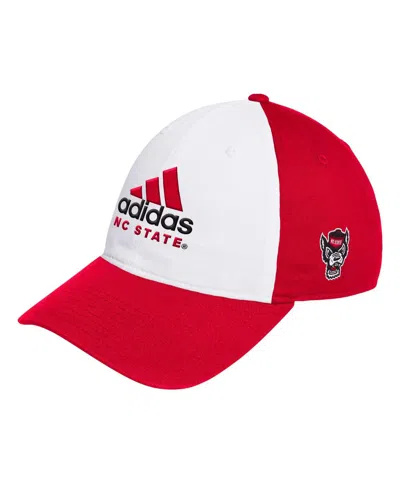 Adidas Originals Men's White/red Nc State Wolfpack Slouch Adjustable Hat In White,red