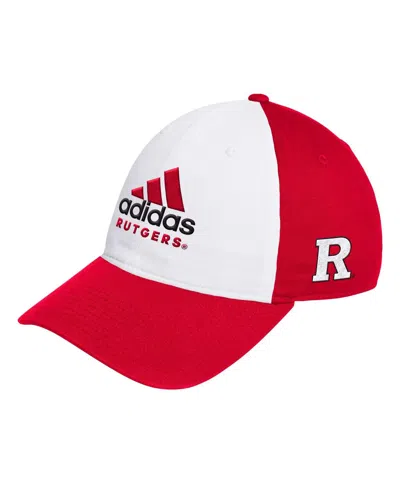 Adidas Originals Men's White/scarlet Rutgers Scarlet Knights Slouch Adjustable Hat In White,scarlet