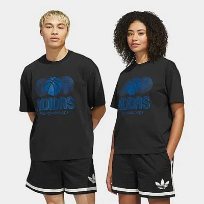 Adidas Originals Men's World Wide Hoops Basketball T-shirt In Black
