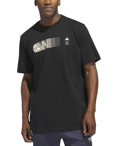 Adidas Originals Men's Worldwide Hoops City Graphic T-shirt In Black,sand
