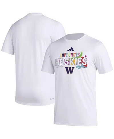 Adidas Originals Men's X Rich Mnisi Pride Collection White Washington Huskies Pregame Aeroready T-shirt