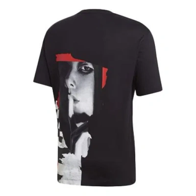 Adidas Originals Men's Y-3 Small Logo Printing Round Neck Short Sleeve Black T-shirt