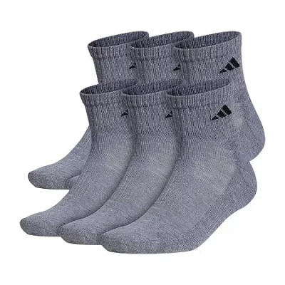 Adidas Originals Mens 6 Pair Quarter Ankle Socks In Gray