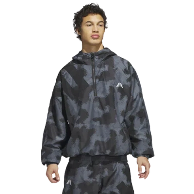 Adidas Originals Mens Adidas Anthony Edwards Camo Aop Windbreaker Jacket In Gray