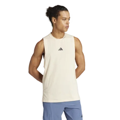Adidas Originals Mens Adidas Designed For Training Workout Tank Top In Crystal Sand