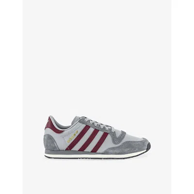 Adidas Originals Mens Halo Silver Shadow Red G Galaxy Suede And Mesh Trainers In Multi