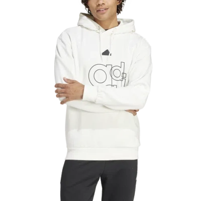 Adidas Originals Mens Adidas Graphic Print Fleece Hoodie In Off White