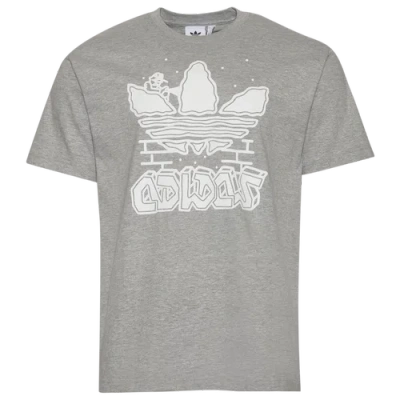 Adidas Originals Mens Adidas Graphic Wall T-shirt In Gray
