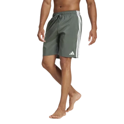 Adidas Originals Mens  3-stripes Swimming Shorts In Ivy/white