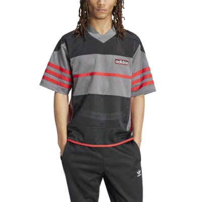 Adidas Originals Mens  Adicolor Adibreak Lifestyle Mesh Jersey In Black/grey/better Scarlet