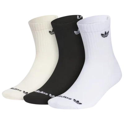 Adidas Originals Mens  Trefoil 2.0 3 Pack Crew Sock In Wonder White/white/black