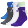 Adidas Originals Mens  Trefoil 6-pack Quarter Socks In Blue/green/purple